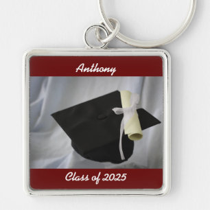 Graduation Cap And Diploma  Square Keychain
