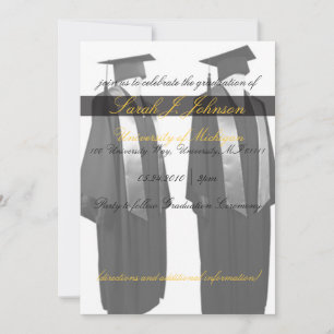 Graduation Cap and Gown Party Invitations