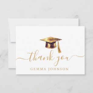 Graduation Cap And Tassel Gold Thank You Card