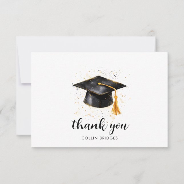 Graduation Cap And Tassel Thank You Card (Front)