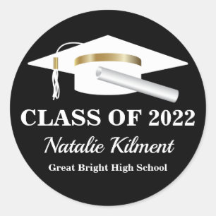 Graduation Cap Black and Gold Class of 2022 Classic Round Sticker