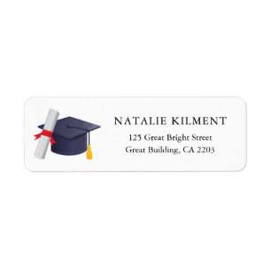 Graduation Cap Black and White Retrun Address