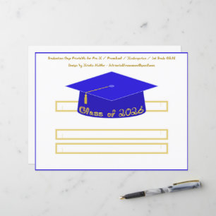 Graduation Cap Blue Party Hat 2026 Gold