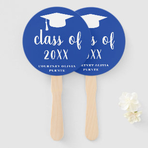Graduation Cap Blue Simple Class Of Hand Fan