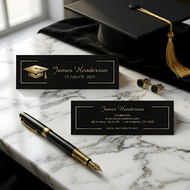 Graduation Cap Calling Card Graduates Black Gold  (Creator Uploaded)