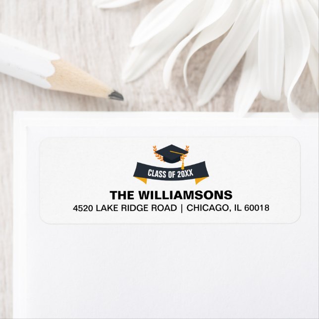 Graduation Cap Class of 20XX Custom Return Address (Insitu)