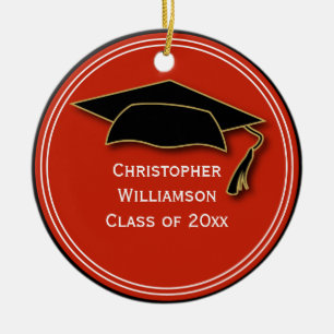 Graduation Cap Class of Keepsake School Orange Ceramic Ornament