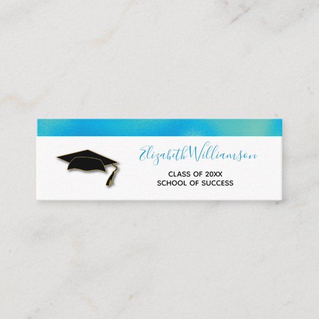 Graduation Cap Contact Insert Card Irediscent (Front)
