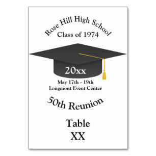 Graduation Cap Custom Class Reunion Table Card