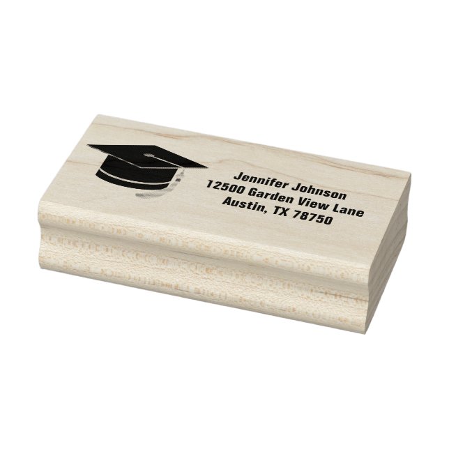 Graduation Cap Custom Graduate Return Address Rubber Stamp (Stamp)