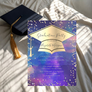 Graduation Cap,Diamonds Paint Splash Graduation Invitation