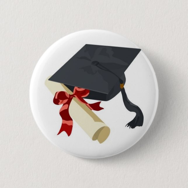 Graduation Cap & Diploma 2 Inch Round Button (Front)