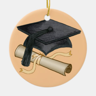 Graduation Cap Diploma Ceramic Ornament