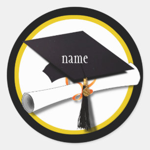 Graduation Cap & Diploma Classic Round Sticker