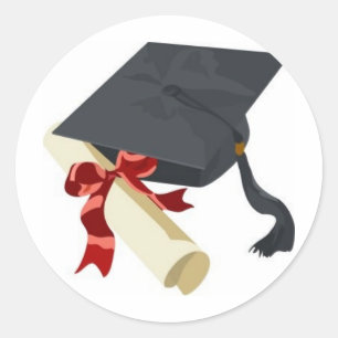 Graduation Cap & Diploma Classic Round Sticker