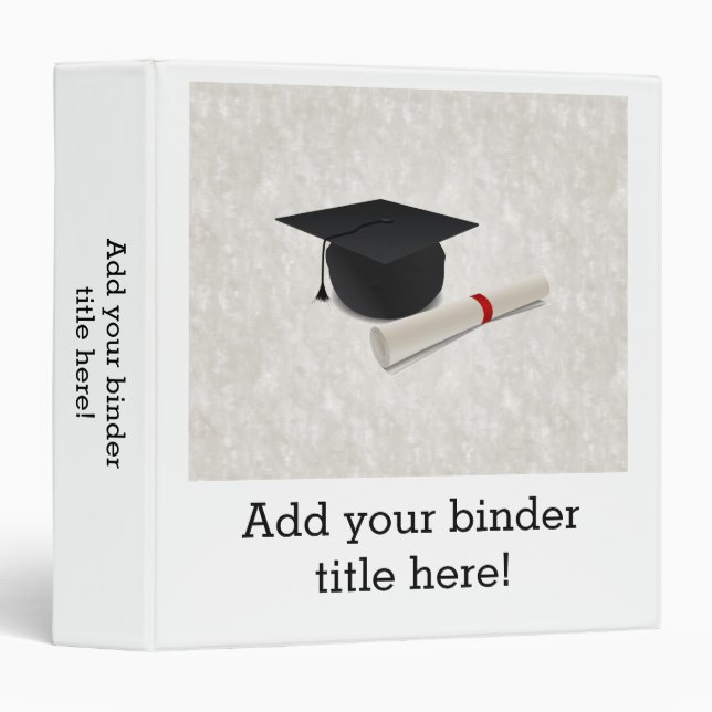 Graduation Cap Diploma Customizable Binder (Front/Spine)