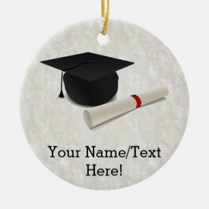 Graduation Cap Diploma Customizable Ceramic Ornament