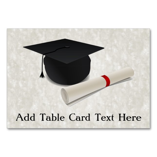 Graduation Cap Diploma Customizable Table Number (Front)