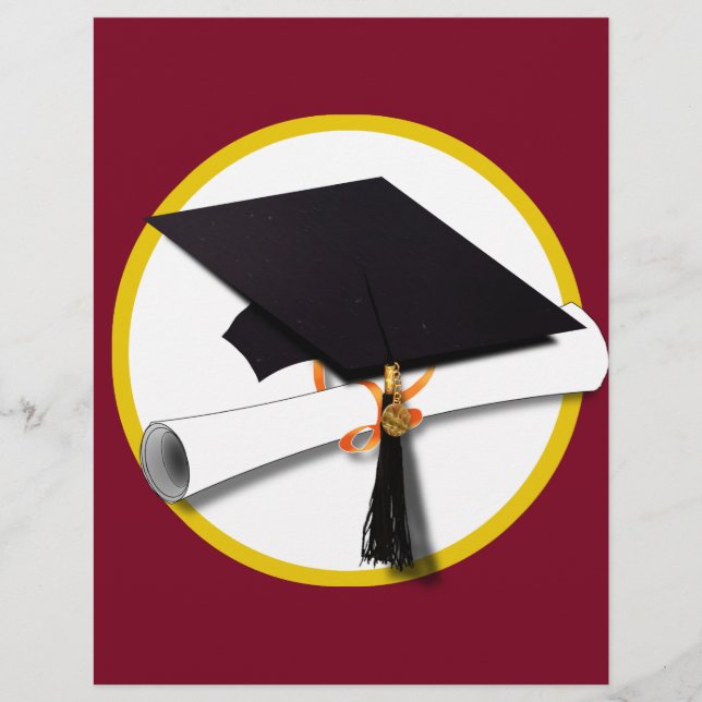 Graduation Cap & Diploma - Dark Red Background Flyer (Front)