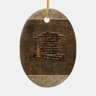 Graduation Cap & Diploma, Graduation Word Design Ceramic Ornament