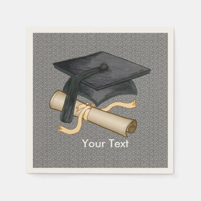 Graduation Cap Diploma Napkin (Front)