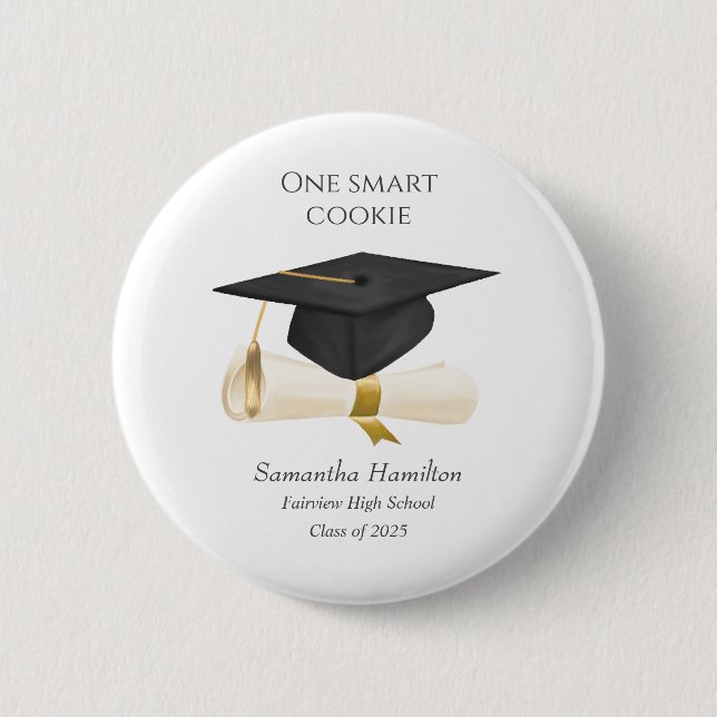   Graduation Cap Diploma Personalized Button (Front)
