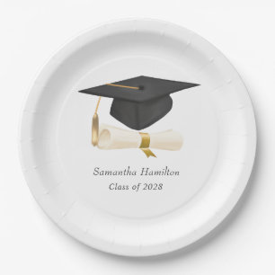 Graduation Cap Diploma Personalized Party  Paper Plate