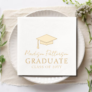 Graduation Cap Elegant Personalized Name Graduate Foil Napkins