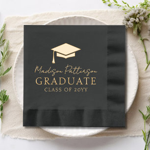 Graduation Cap Elegant Personalized Name Graduate Foil Napkins