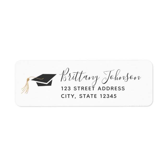 Graduation Cap Gold Foil Tassel Adresse de retour (Devant)