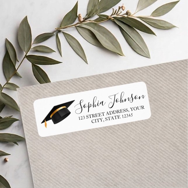 Graduation Cap Gold Foil Tassel Return Address  (Creator Uploaded)