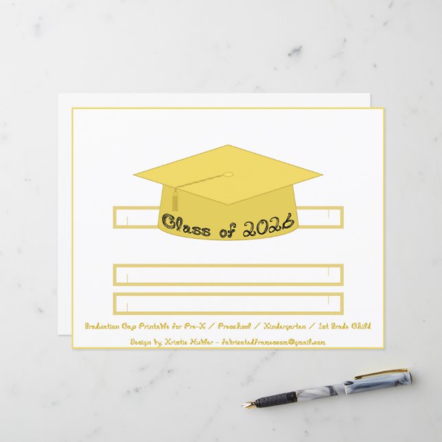 Graduation Cap Gold Party Hat 2026 Back Font (Front/Back In Situ)