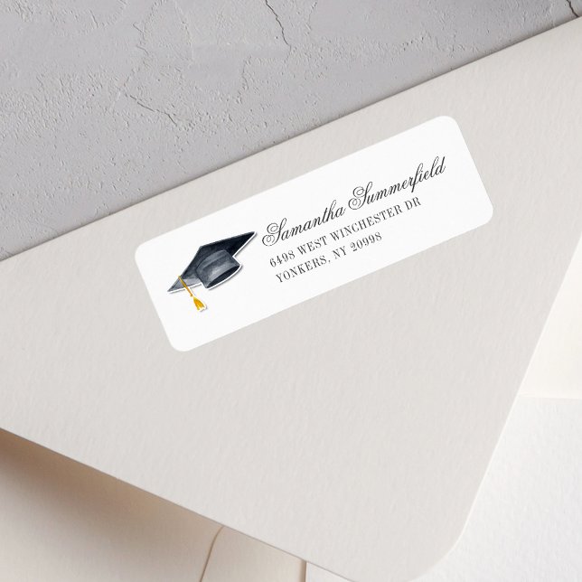  Graduation Cap Gold Tassel Return Address (Graduation Cap Gold Tassel Return Address Label)