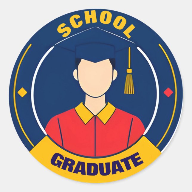🎓 Graduation Cap & Gown Celebration Academic  Classic Round Sticker (Front)