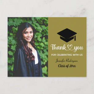 Graduation Cap Grad Custom Photo Thank You Postcard