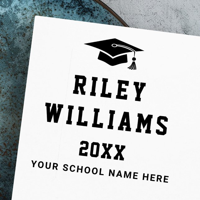 Graduation cap graduate name year school college rubber stamp (Graduation cap graduate name year school college rubber stamp)