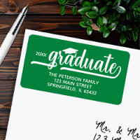 Graduation Cap Green Return Address