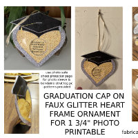 Graduation Cap Heart Frame Ornament 1 3/4" Photo