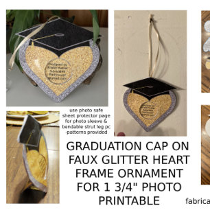 Graduation Cap Heart Frame Ornament 1 3/4" Photo Card