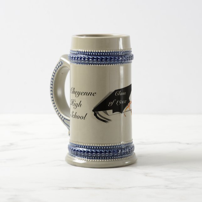 Graduation Cap - High School Reunion Beer Stein (Front Left)