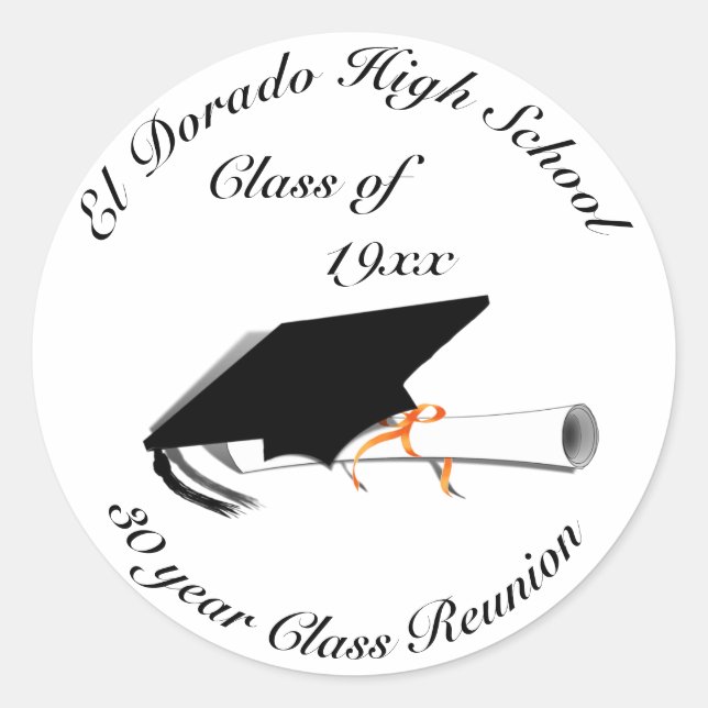 Graduation Cap - High School Reunion Classic Round Sticker (Front)