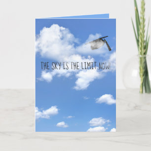 Graduation cap in clouds card