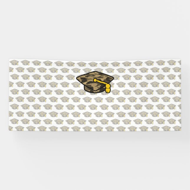 Graduation Cap Khaki Camo Banner (Horizontal)