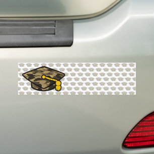Graduation Cap Khaki Camo Bumper Sticker