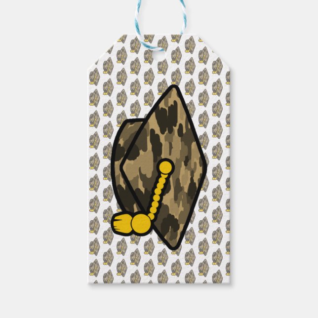 Graduation Cap Khaki Camo Gift Tags (Front)