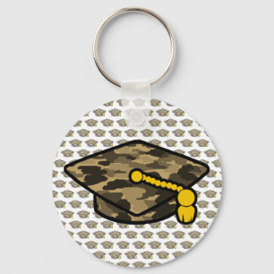 Graduation Cap Khaki Camo Keychain