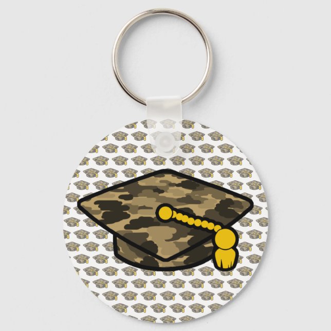 Graduation Cap Khaki Camo Keychain (Front)