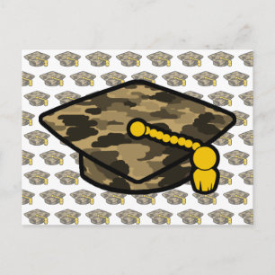 Graduation Cap Khaki Camo Postcard