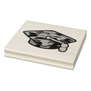 Graduation Cap Khaki Camo Rubber Stamp