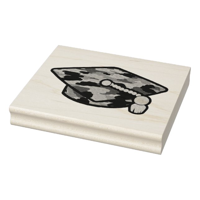 Graduation Cap Khaki Camo Rubber Stamp (Stamp)
